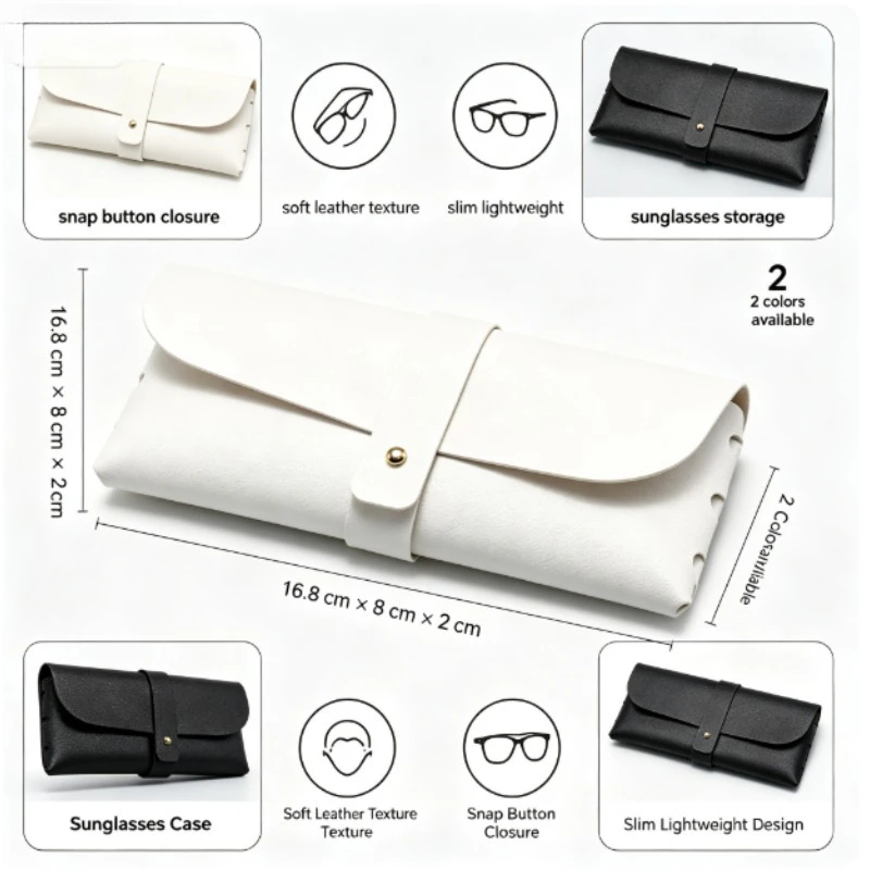 2026 New Single Stud Leather Sunglasses Case, Hand Woven Eyeglasses Box, Portable Hard Shell Sun Glasses Pouch for Eyewear