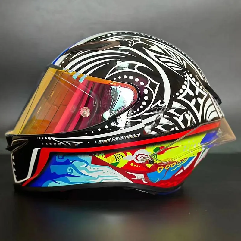 DOT Approved Rainbow Sun and Moon Helmet Big Spoiler Helmet Men and Women Riding Full Face Motorcycle Helmet Capacete Casque