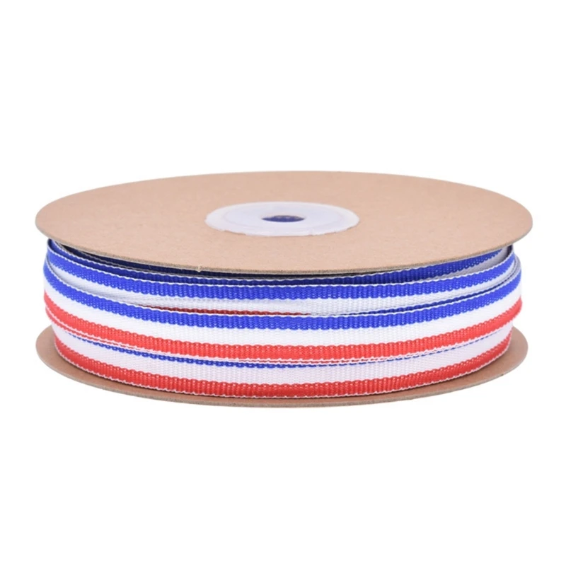 

Polyester Belt Ribbon Redness White Blue Striped Ribbon for Craft Gift Wrapping