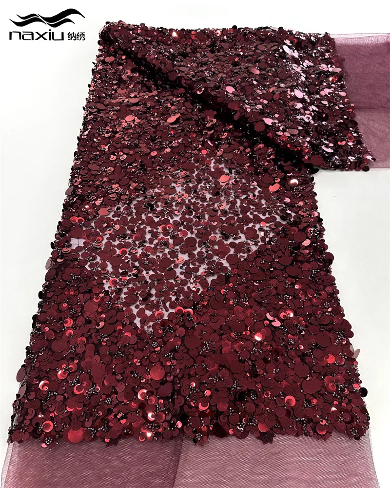 

Madison 2025 African Embroidered Mesh Beads lace fabric Sequins Net Lace Fabric For Nigerian Wedding 2025 High Quality
