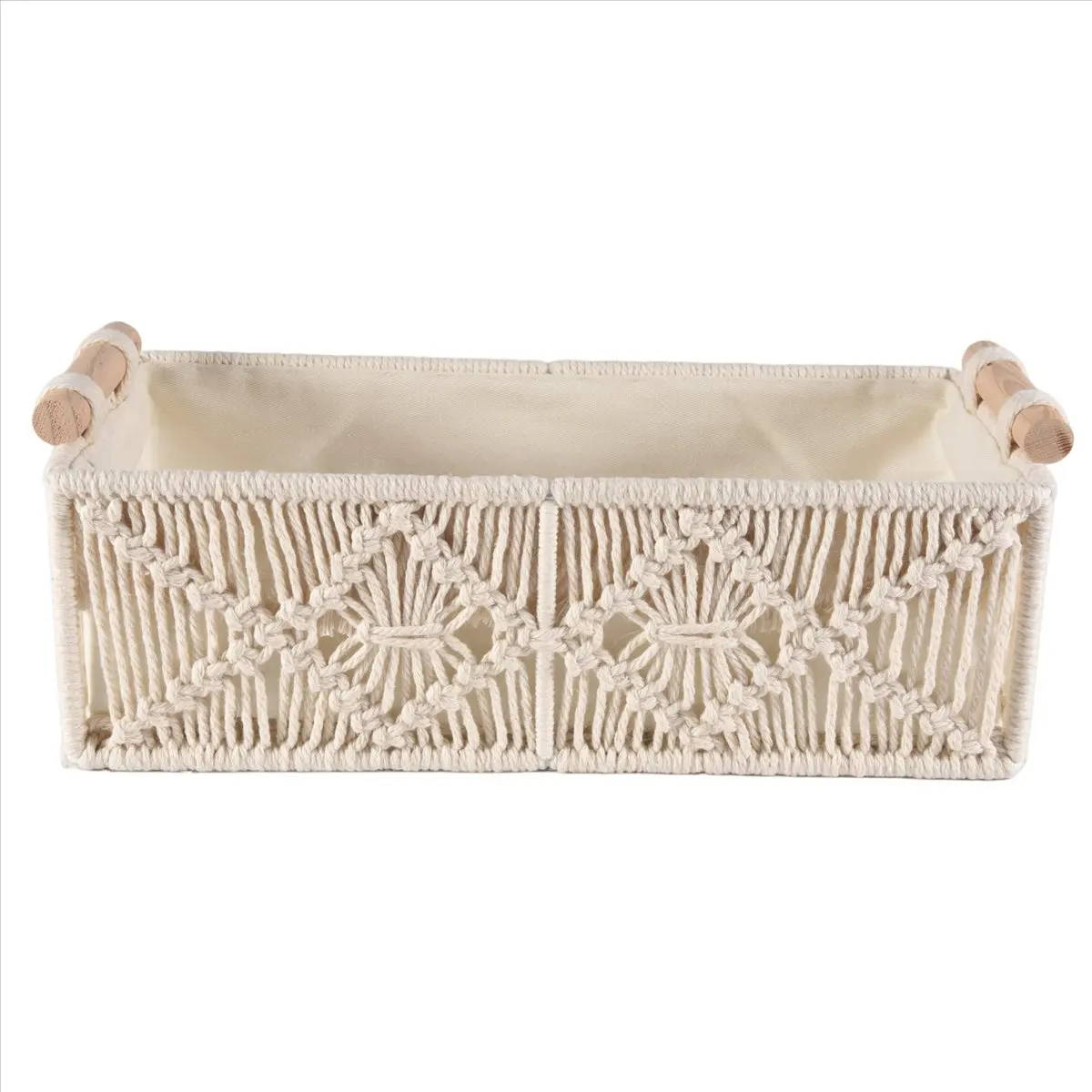 【ABFS】Boho Storage Basket Decor Box Handmade Woven Decorative Countertop Organizer Macrame Baskets for Bedroom Living Room