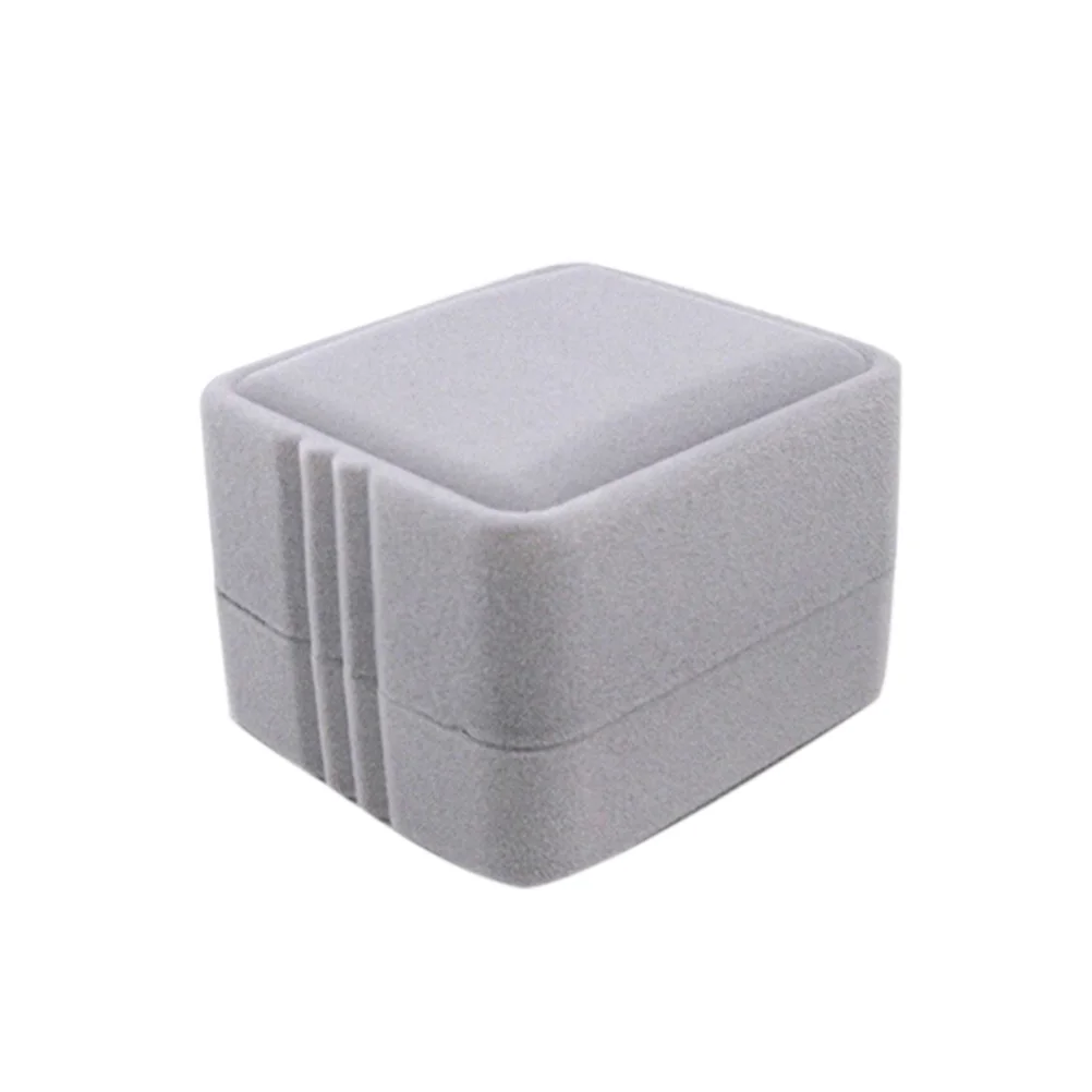 

Vintage Style Grey Ring Box 5X5X3.9Cm Protective Jewelry Storage Case Wedding Dustproof Jewelry Organizer Small Gift