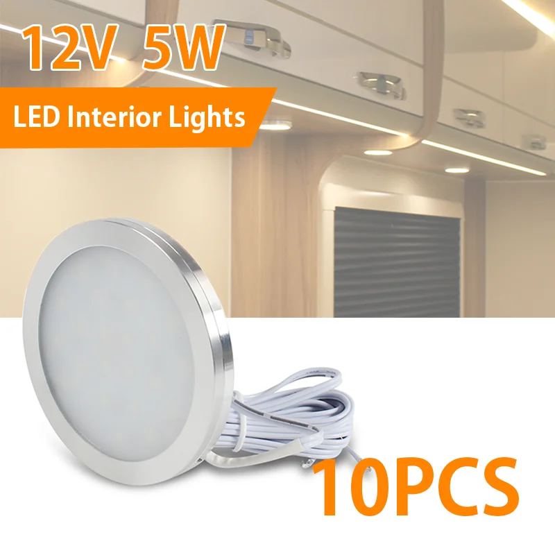 10PCS 12V 5W LED Camping Car Ceiling Lamp RV Reading Lamp Boat Camper Trailer RV Interior Lamp Car Interior Lights