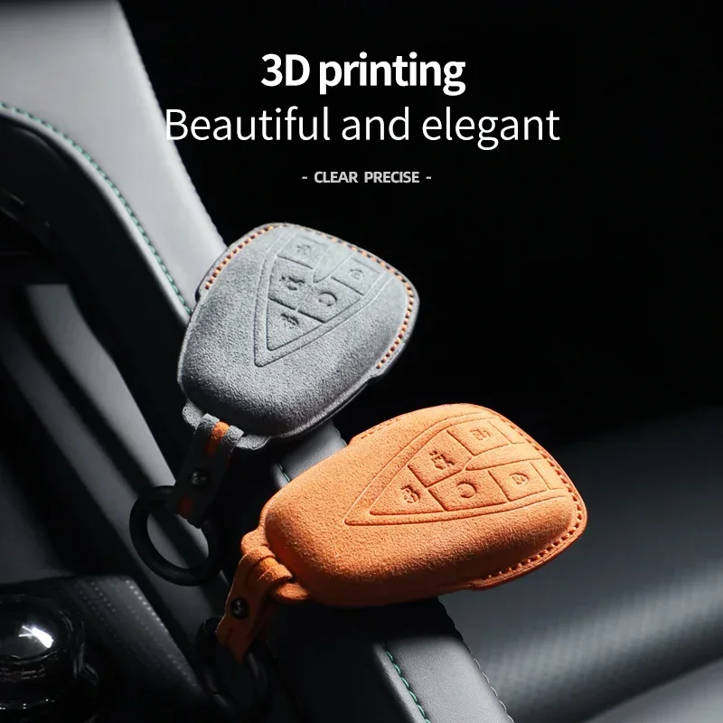 

Alcantara Car Key Case Cover Shell 5Button For Changan UNIT UNIK CS35 PLUS CS55 PLUS CS75 PLUS Oshan X7 X5