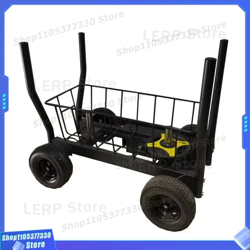 Heavy Duty Steel Tanker Sleigh Pull Car Adjustable Weighted Drag Sled with Storage Basket for Personal Fitness Training Gym