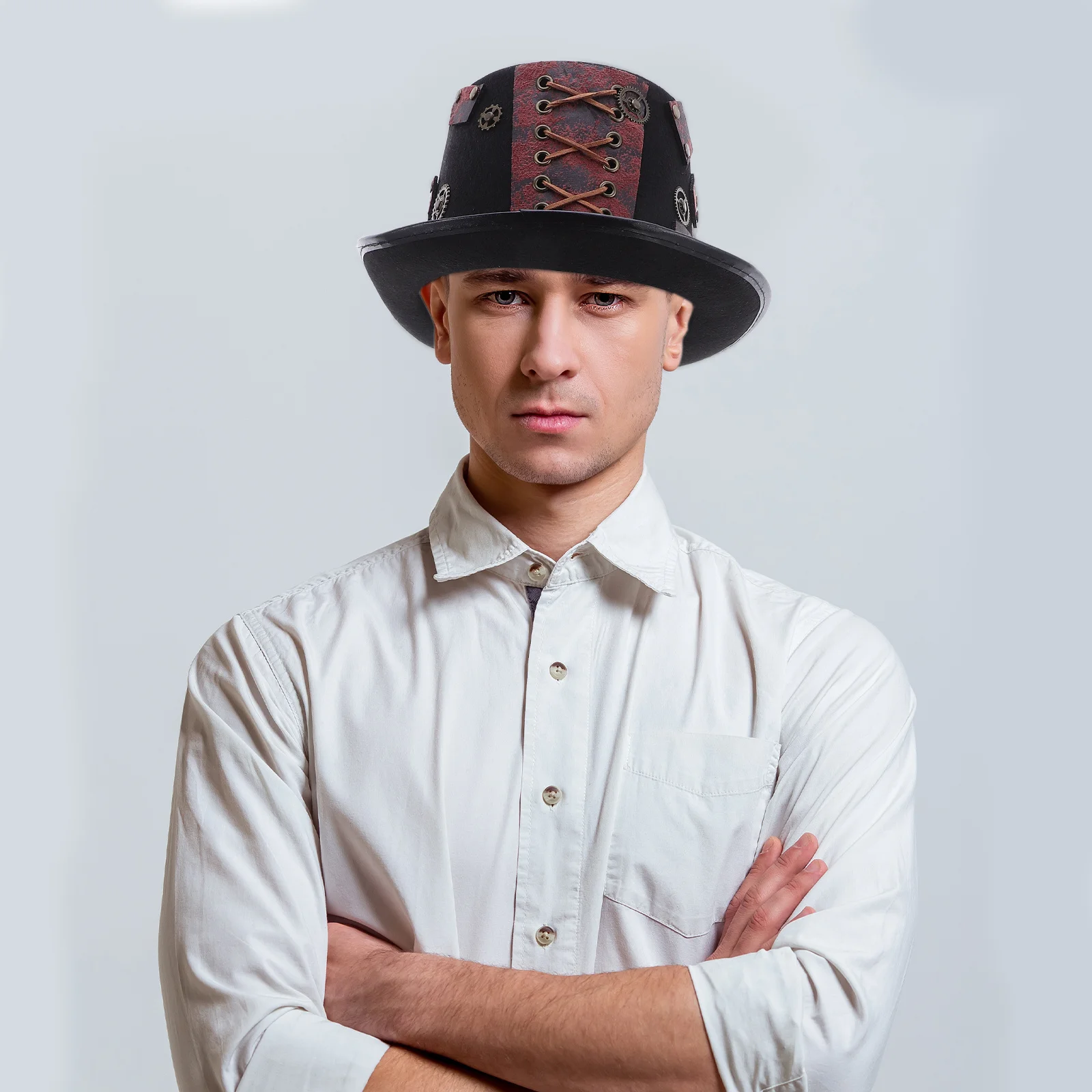 

Винтажная шляпа в стиле панк в готическом стиле стимпанк, красная веревка, косплей, вечерние маскарадные карнавальные костюмы на Хэллоуин, аксессуар для