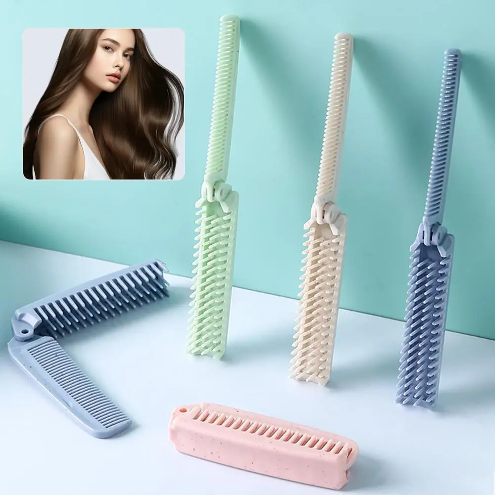 

2-in-1 Foldable Hair Brush, Dual-Sided Comb for Straight & Curly Hair, Portable Travel Wheat Straw Brush for Styling Z1A5