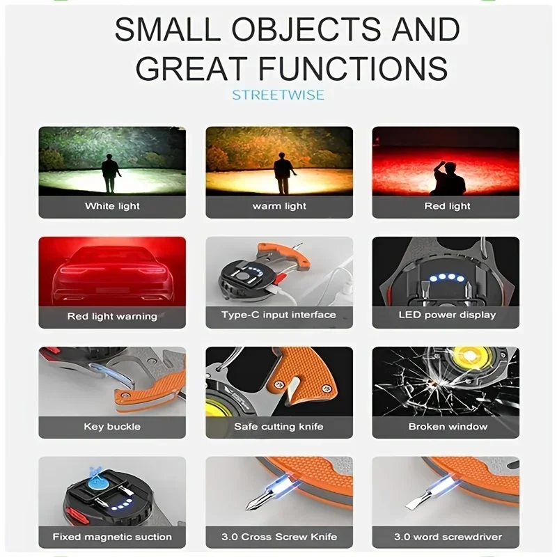 Keychain LED Flashlight Outdoor Mini COB Work Lights Camping Climbing Multifunction Fishing Portable Magnetic Torch USB Charging