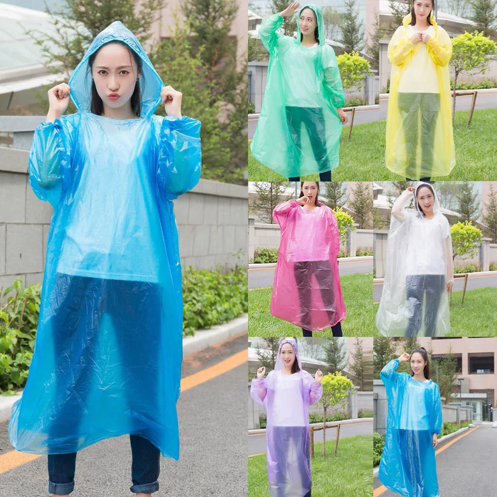 Disposable Adult Emergency Waterproof Rain Coat Hiking Camping Hood