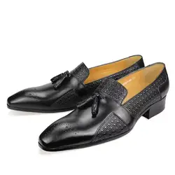 Luxury Men's  Loafers Black Brown 100%Genuine Leather Elegant Tassel Flat Loafers Business Driving Casual Shoe Man Fast Delivery