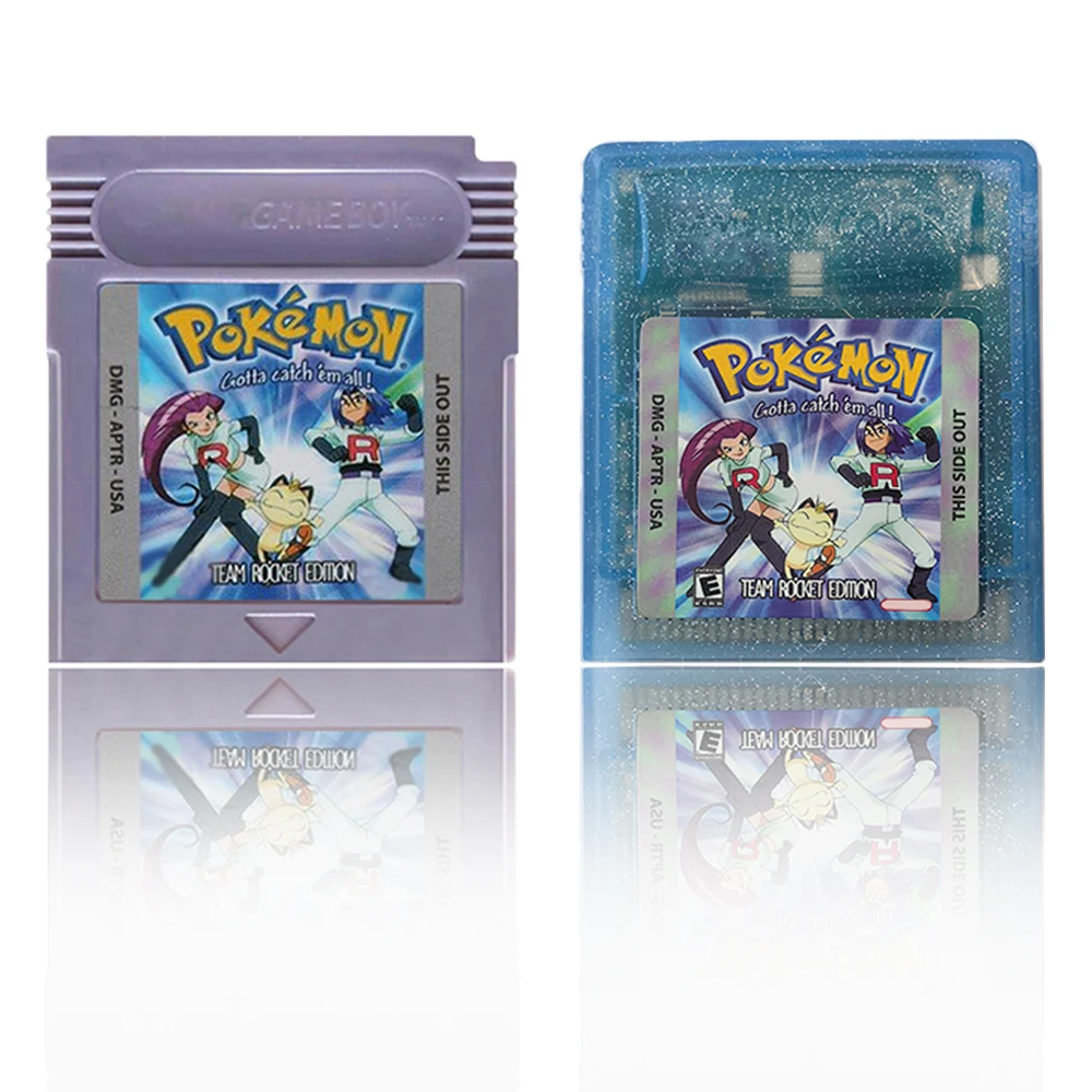 

16-битный картридж для игровой консоли GBC, игровая карта Pokemon Team Rocket Edition, американская версия, серый, с корпусом из кристаллического ахелла.