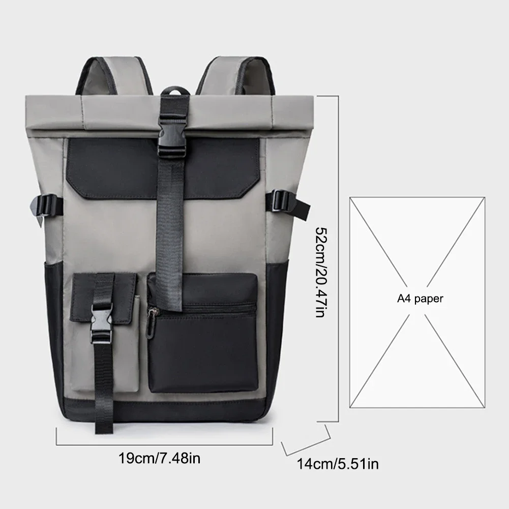 Waterproof Camping Hiking Backpack Large Capacity Men Business Laptop Backpack Roll Up Computer Bag for School Work Office