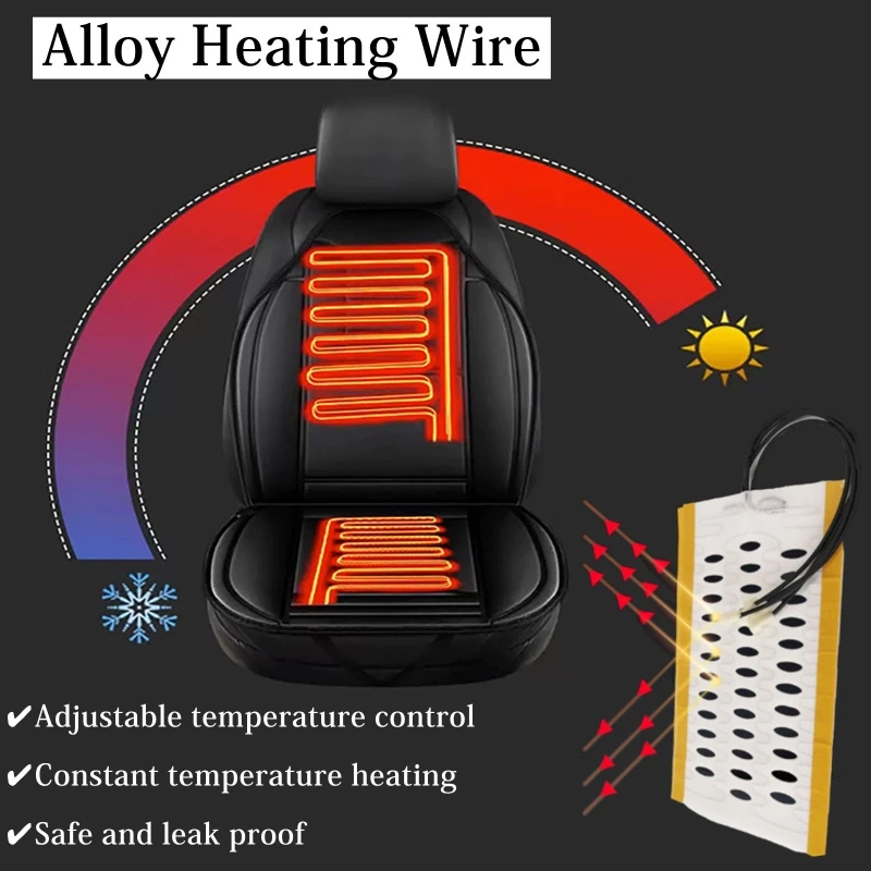 4Pcs Universal Car Alloy Wire Heating Pad  Built-In Car Seat Heater  with Round 3-Level Push Button Switch