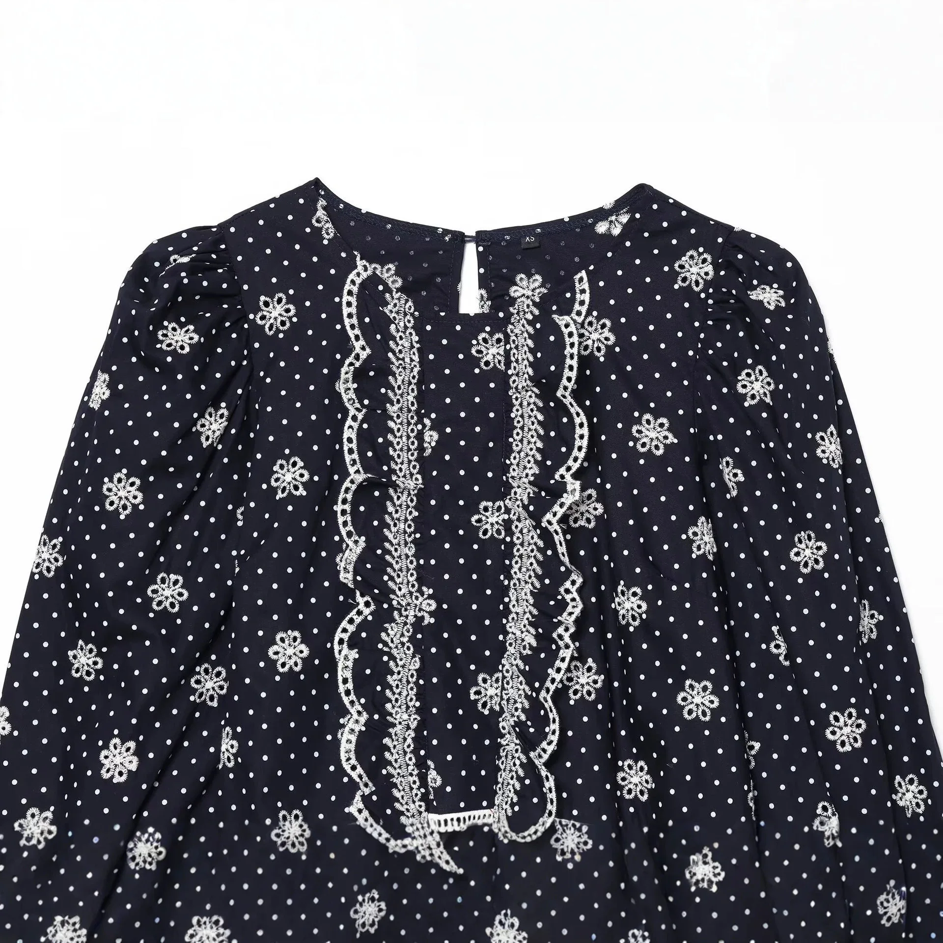 Withered Fashionable Temperament Women's Versatile Hollow Embroidery Polka Dot Shirt Woman Clothes Shirts & Blouses Women's