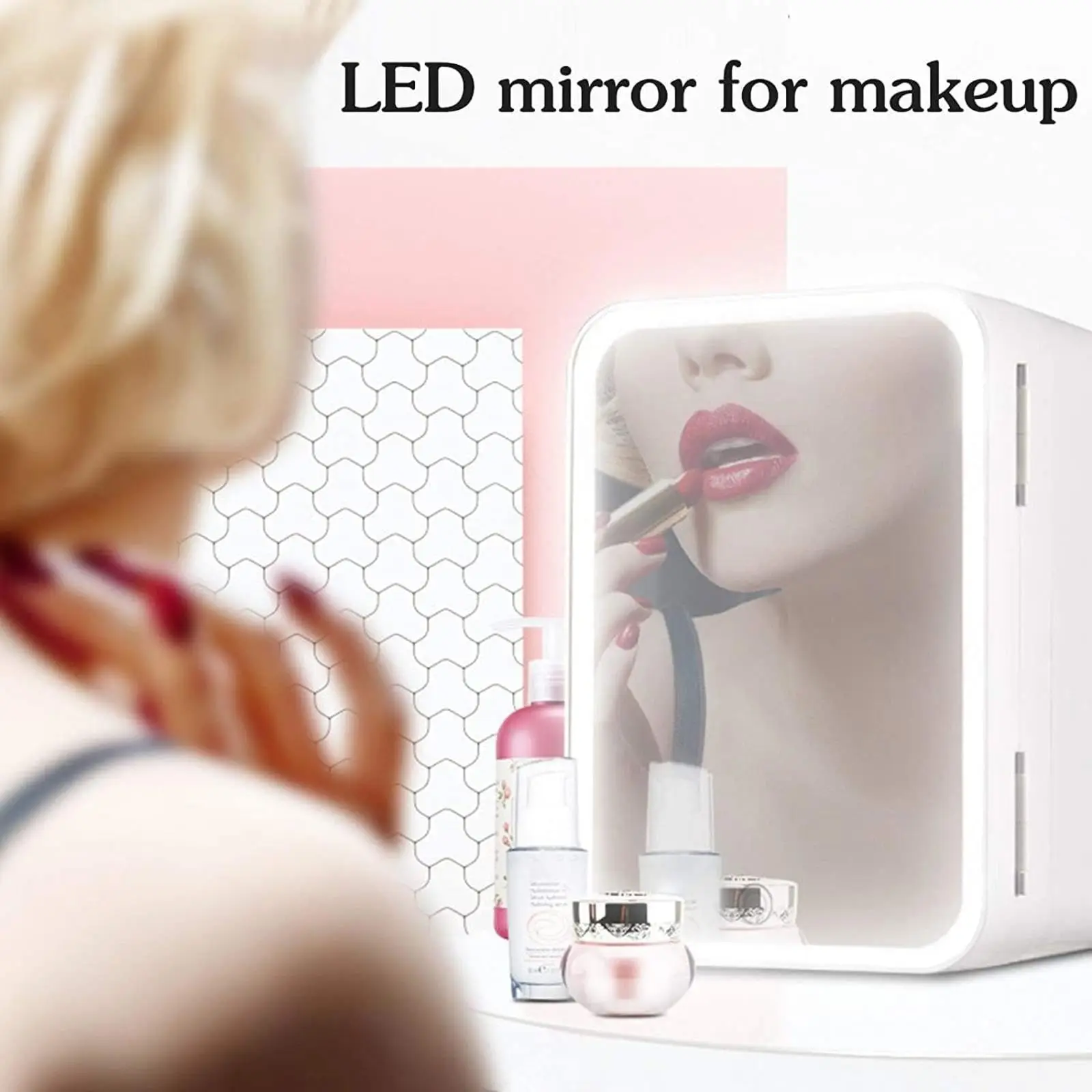 Makeup 8L Small Refrigerator With LED lights Mirror Cosmetic Mini Fridge for Skincare Portable Beauty Fridges for Bedroom Office