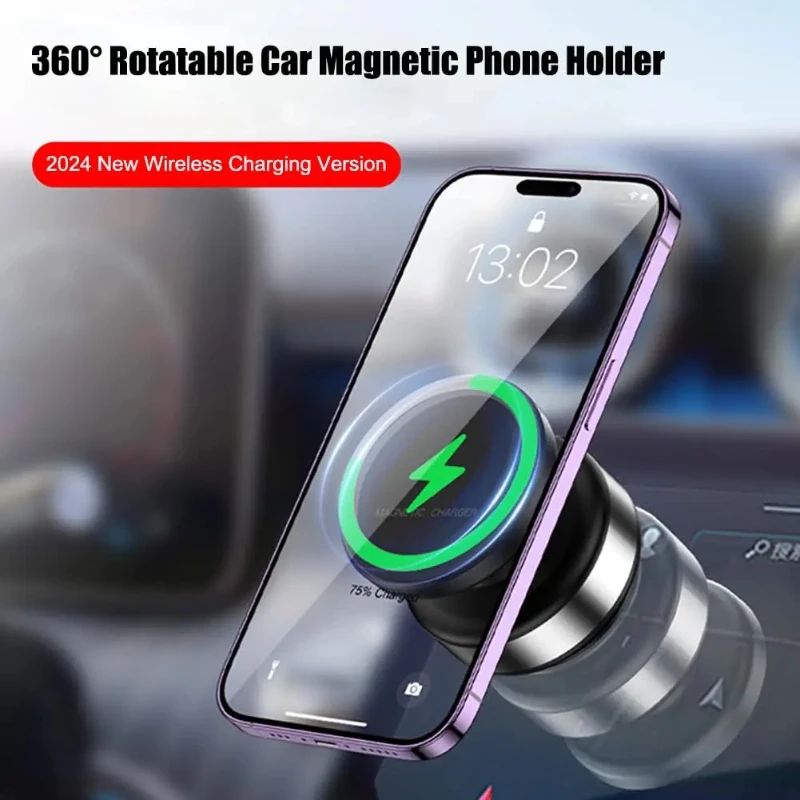 Car Wireless Charging Vacuum Phone Holder 360° Rotating for All Magnetic Function Phones