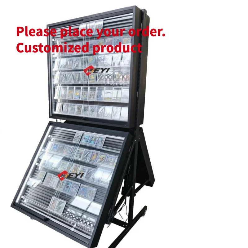 custom.Modern Double-Sided Re-positionable Rail Panel Display Stand Metal Acrylic Eco-friendly Display Rack LED Light