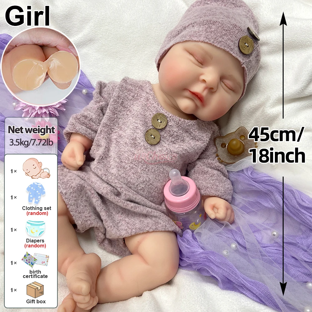 Real Touch Lifelike Silicone Reborn Baby Doll Soft Full Silicone Newborn Realistic Face 18