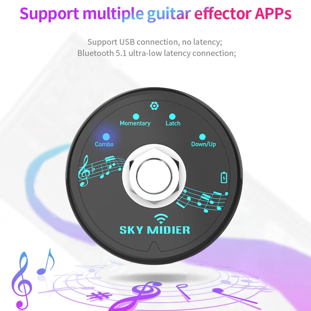 

BT MIDI-контроллер педали, MIDI-контроллер, программный контроллер, USB MIDI-контроллер, беспроводной Компактный Педальный контроллер для передачи данных