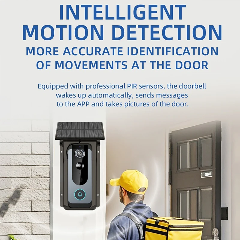 Timbre de vídeo inalámbrico para exteriores con cubierta Solar para lluvia, cámara IP65, monitoreo de puerta Digital impermeable, videoportero inteligente para el hogar