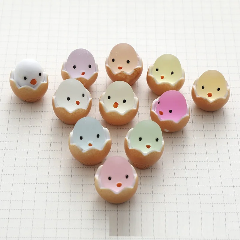 10PCS Cartoon three-dimensional glow-in-the-dark chick diy resin accessories cream gel phone case hole shoe decoration materials