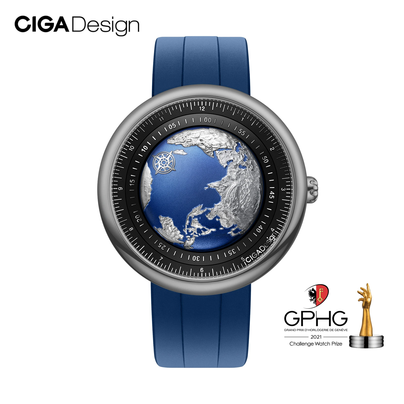 CIGA Design Blue Planet Watches Men High-end Luxury Mechanical Automatic Watch Stainless Steel / Titanium Case Wrist Timepiece