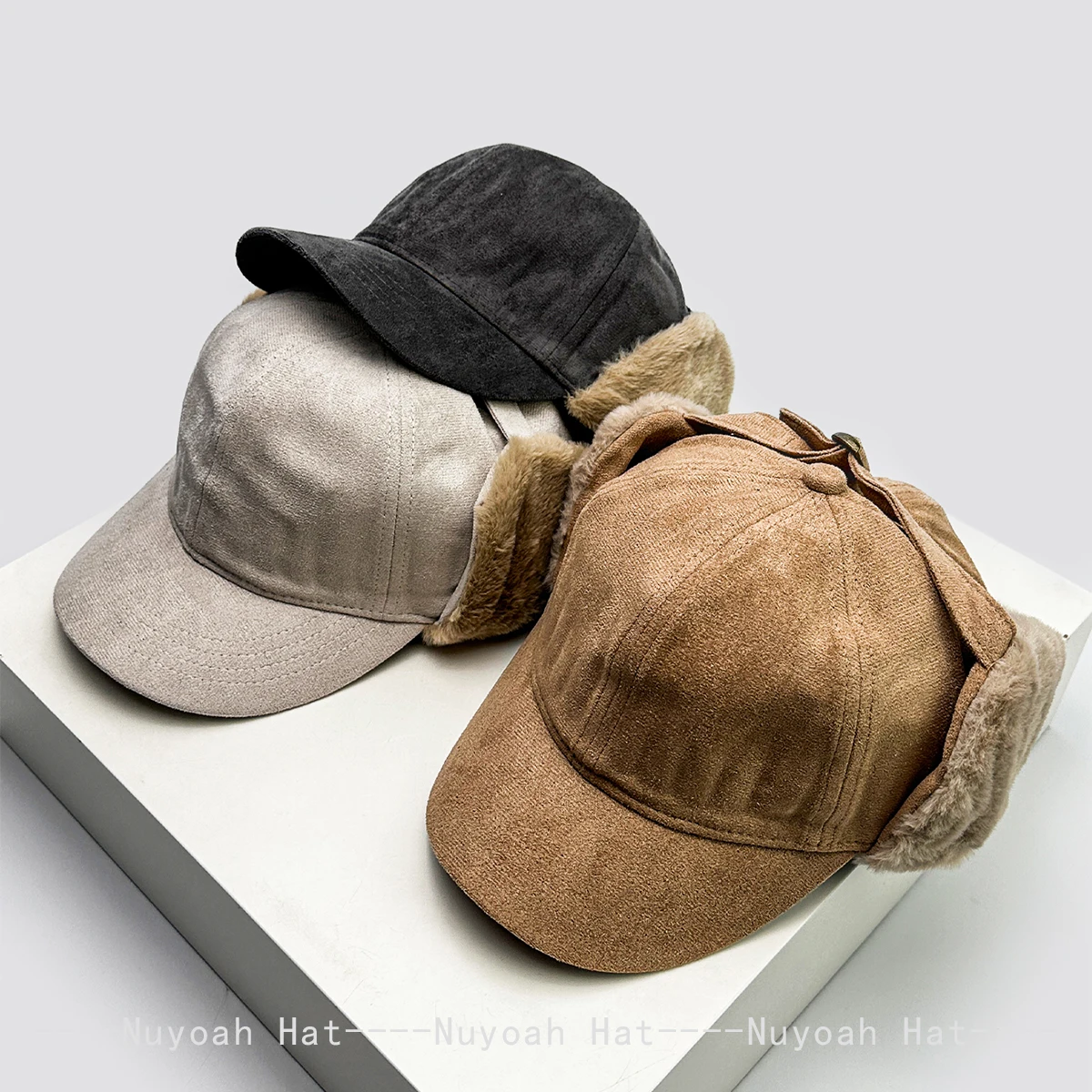 

New Men Women Suede Solid Simple Retro Baseball Hats Sunshade Korean Warm Outdoor Bomber Caps Personal Versatile Casual ins ins