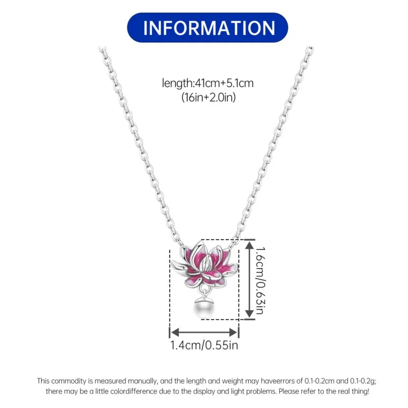MISEFF 925 Sterling Silver Gradient Transparent Pink Lotus Pearl Necklace Zircon Pendant Women Wedding Party Gift Jewelry view 5