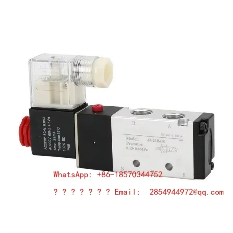 2027 4V210-08 Two Position Five Way Pneumatic Solenoid Valve Directional Control Valve 12V 24V 220V Multiple Voltage Options