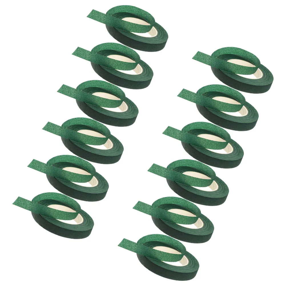 

12 Rolls Dark Green Floral Tape for Artificial Flowers Bouquet Wrapping Stems Decorative Craft Supplies H DIY Project