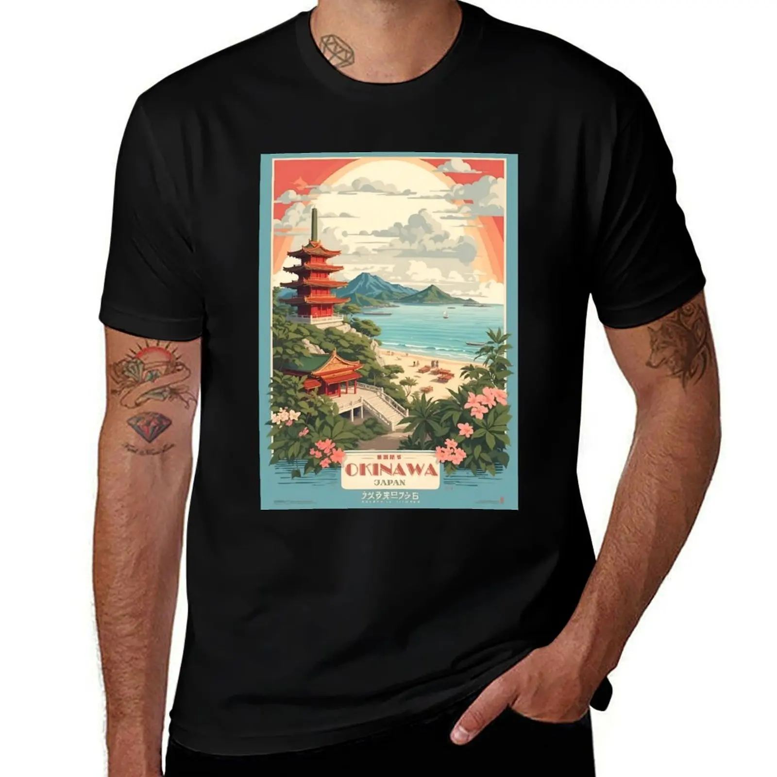

Okinawa Vintage Retro Travel Art T-Shirt hippie clothes plus size clothes luxury designer Men's t shirts