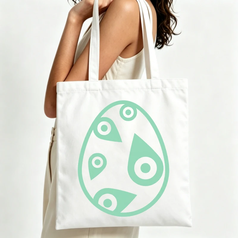 abstract egg pattern canvas tote bag with minimalist design, ideal for daily shopping and casual outings