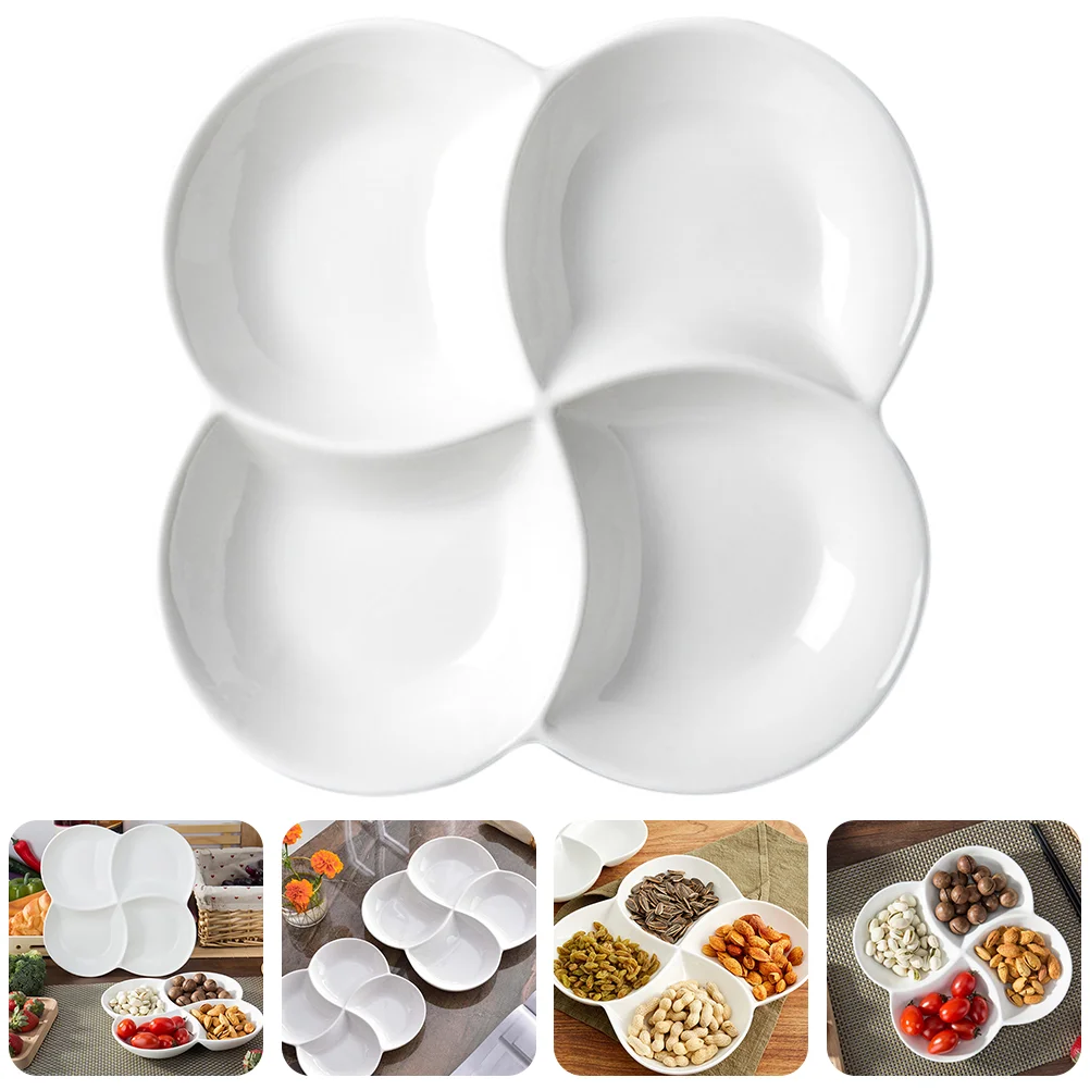 

Four Compartment Fruit Plate Snack Dish Ring Tray Candies Container Melamine Household Food Storage Containers with Lids