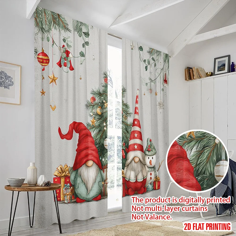 2 قطعة ، 2D الطائرة الطباعة الحد الأدنى الستائر عيد الميلاد التماثيل ورجل الثلج تنوعا البوليستر دائم (بدون قضيب) الزينة