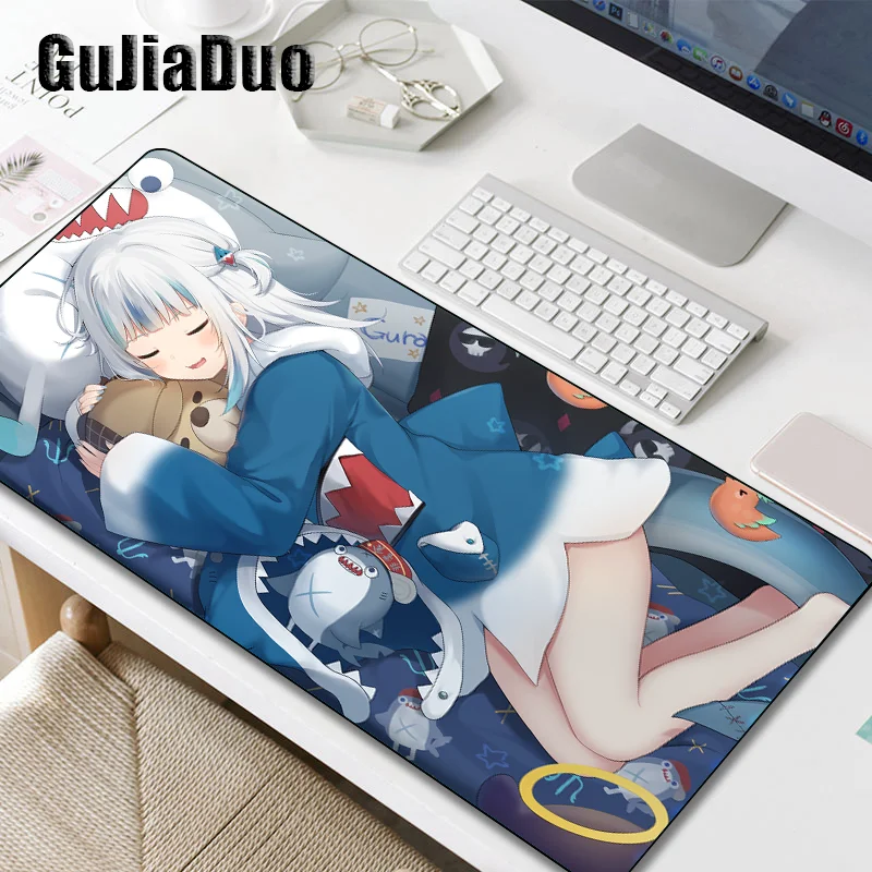 

800x300 Gawr Gura Gamer Cartoon Mouse Pad Laptop Table Desk Mat XXL Waterproof Comic Mousepad Anime Stuff Accessories Pc Cushion