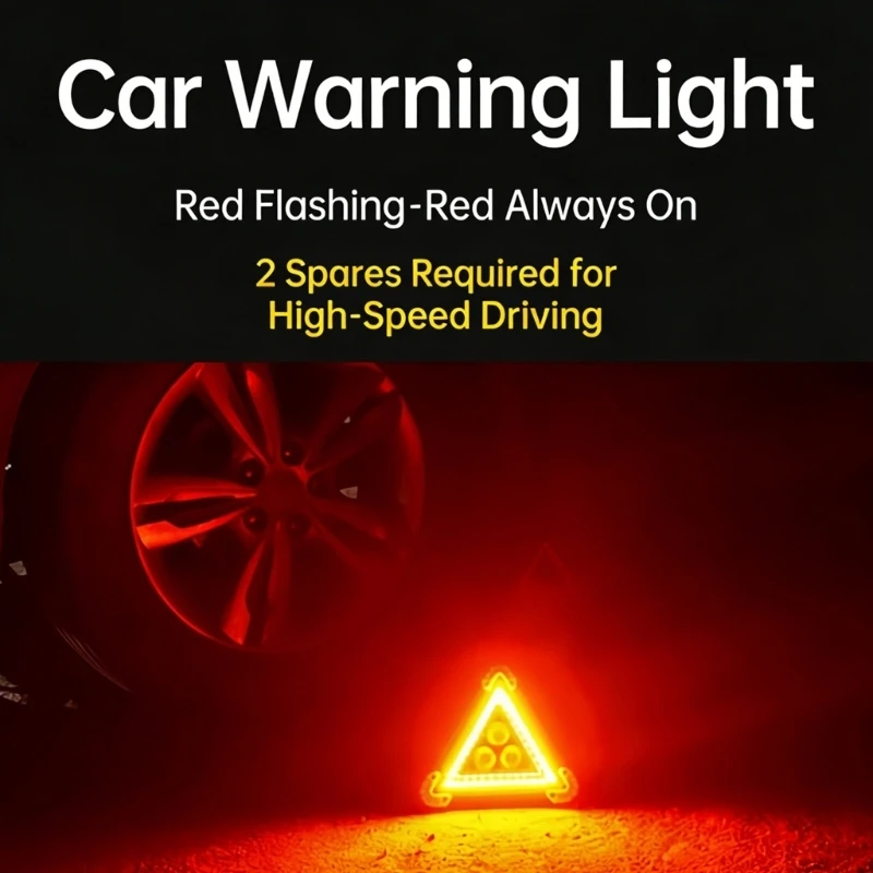 E65E Portable Foldable LED Emergencies Warning Light with 4 Lighting Mode & USB Rechargeable ABS for Car Breakdown Outdoor
