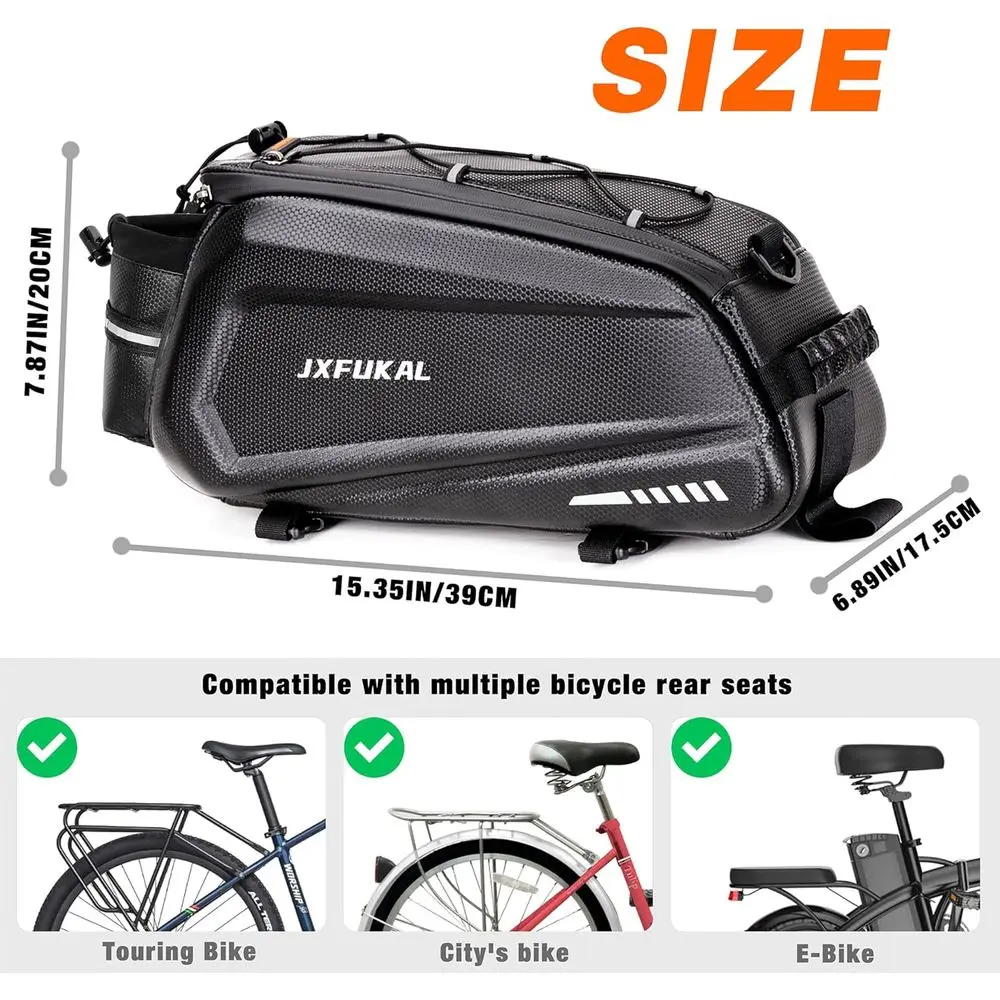 Waterproof Bike Panniers: 9.5L, 17L, 40L Hard Shell Rack Bags with Reflector, Rain Cover & Shoulder Strap for Commuting & Outdoo