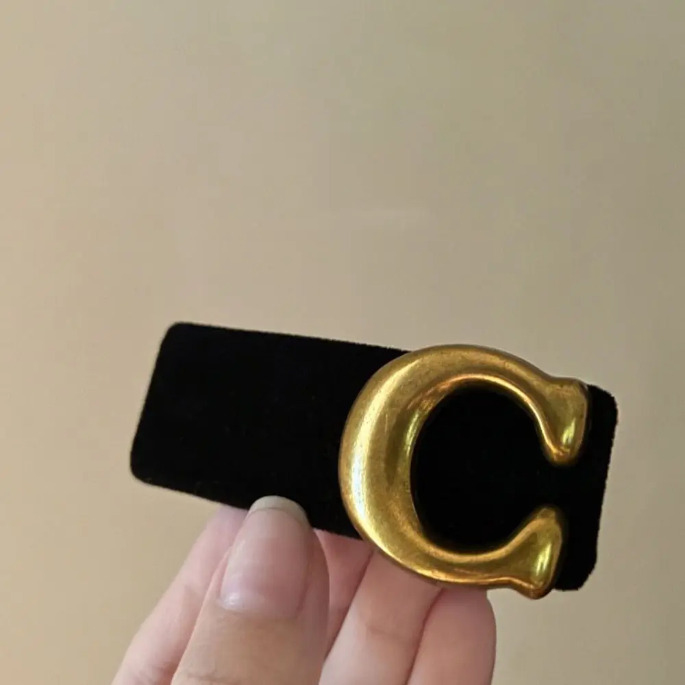 French Chic Letter Black Velvet BB Hair Clip Women Simple High Sense Letter C Wide Hair Band Hairpin Hair Rope Hair Accessories