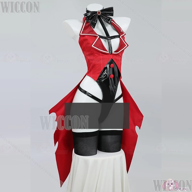 Alastor Vrouwelijke Hasbin Anime Cosplay Radio Demon Kostuum Hotel Sexy Jumpsuit Rood Uniform Vrouwen Meisje Halloween Outfit Aangepast
