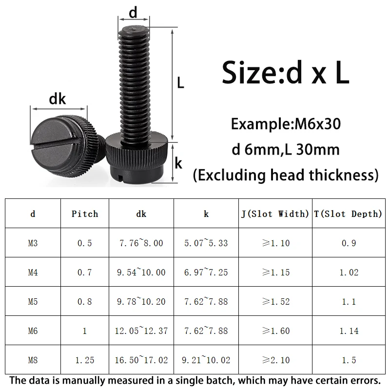 10-50Pcs M3 M4 M5 M6 M8 Acrylic Clear Transparent Nylon PA66 White Black Plastic Knurl Slotted Head Toolless Thumb Bolt Screw