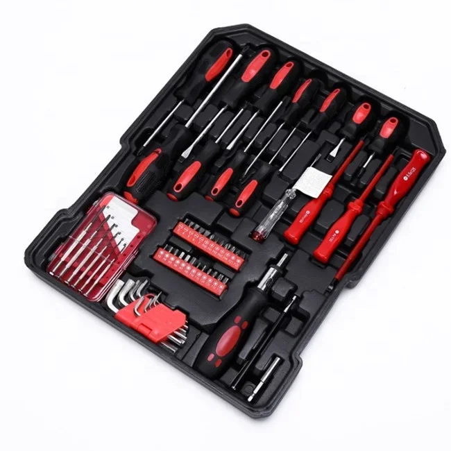 Deluxe 187 Pcs Aluminum Trolley Tool Kit Combination Trolley Hand Tool Kit for Auto Repairing