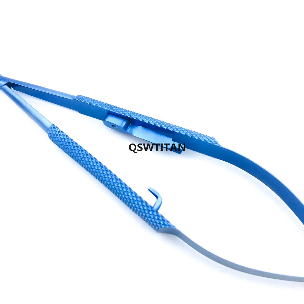 ที่จับเข็มโค้ง/ตรงสำหรับจักษุพร้อมล็อคตาเครื่องมือผ่าตัดไทเทเนียม