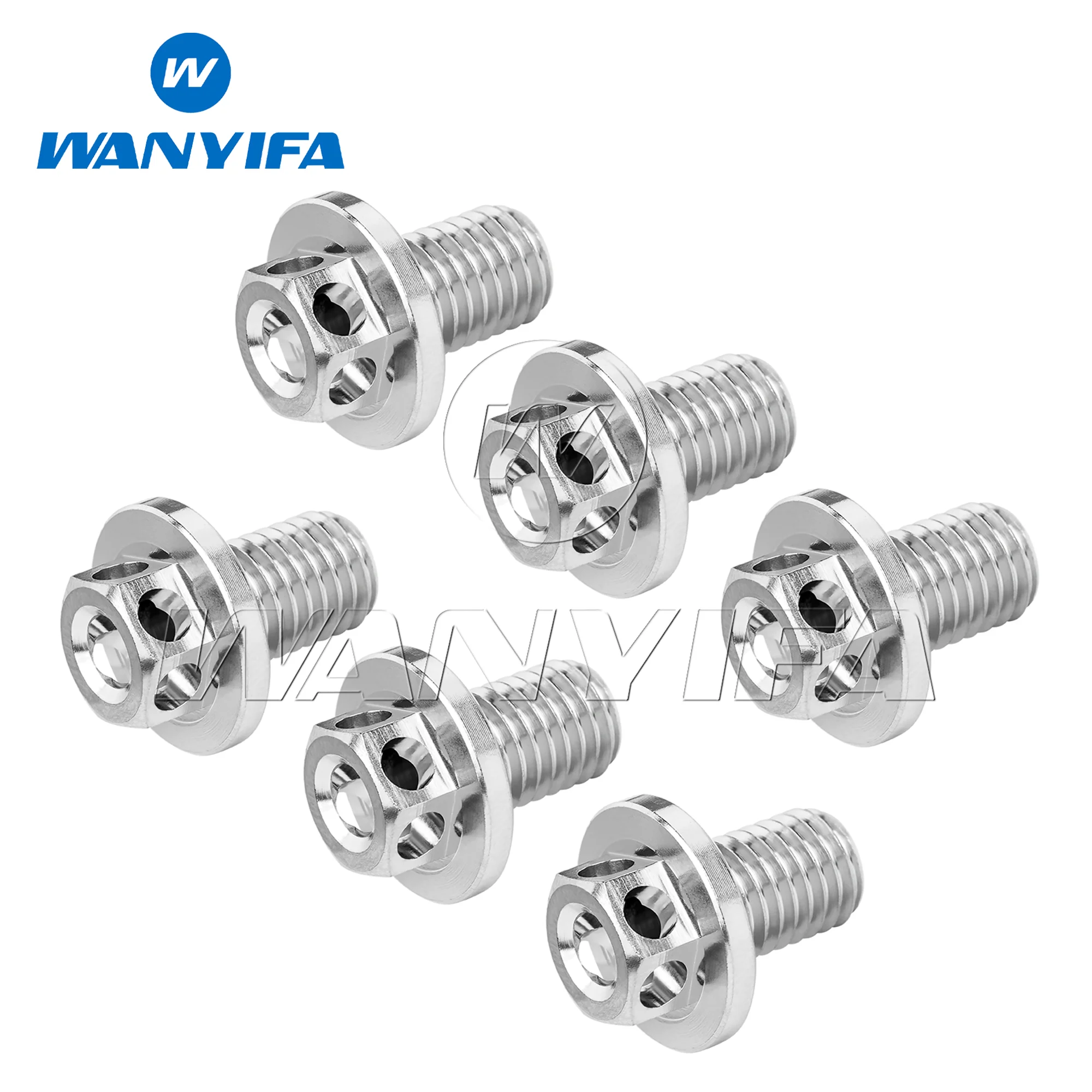 Wanyifa M7X10 Flanged Hex Socket Hollow Titanium Screw Titanium Fasteners for Motorcycle Brake Hose Fittings 6Pcs/15Pcs