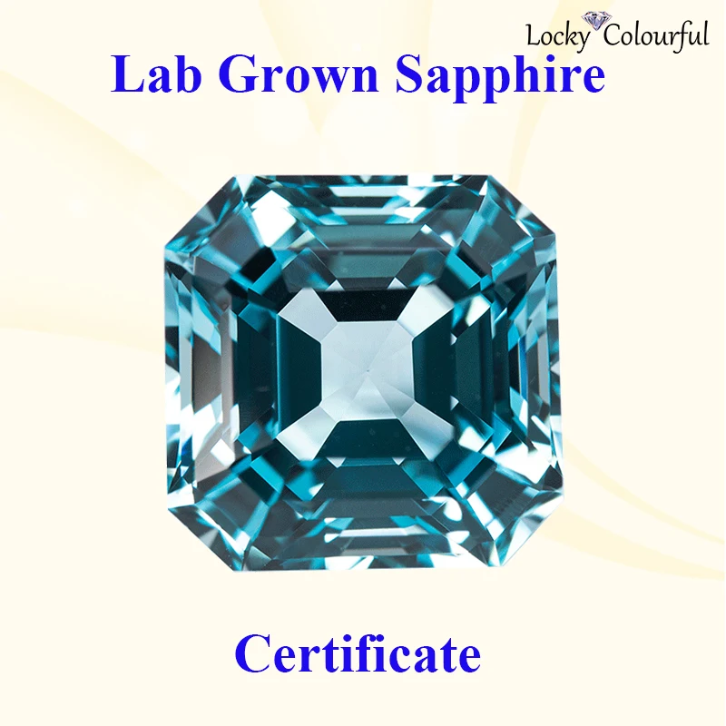 

Lab Grown Sapphire Asscher Shape VVS1 Charms Aquamarine Beads DIY for Jewelry Making Rings Material Selectable AGL Certificate