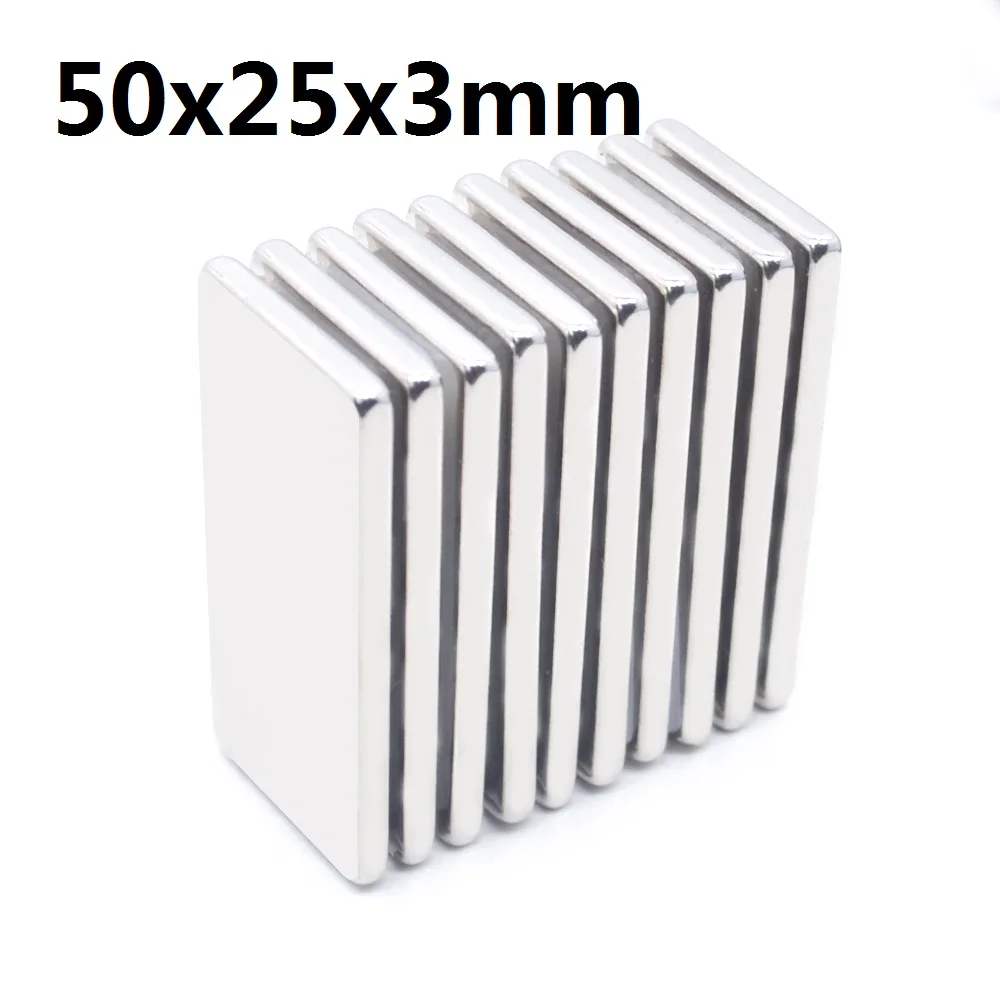 

1-100Pcs 50x25x3mm Neodymium Magnet 50mm x 25mm x 3mm N35 NdFeB Block Super Powerful Strong Permanent Magnetic imanes new magnet