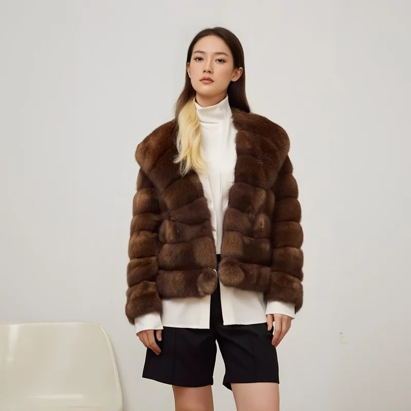 

A new thickened and warm all-in-one purple fur coat for women