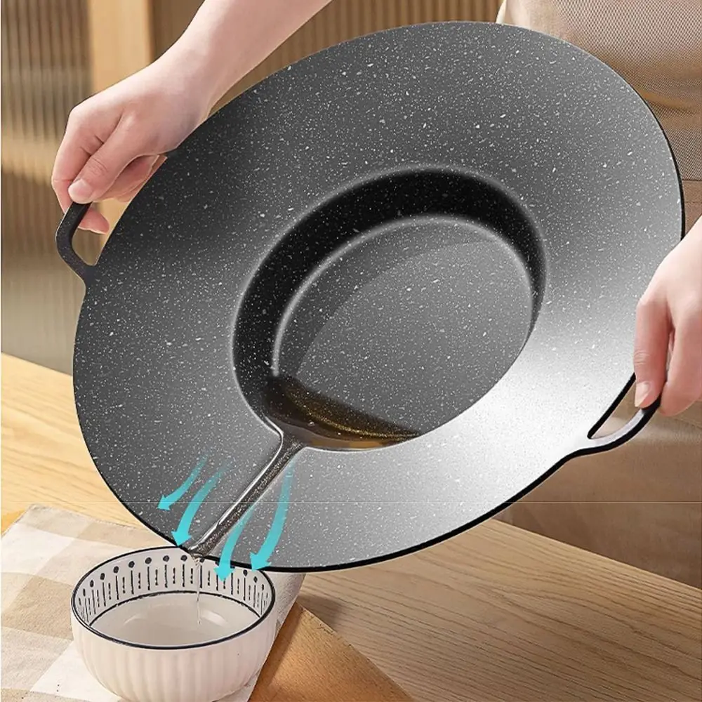 

Легко чистящаяся сковорода круглой формы, утолщенная сковорода с антипригарным покрытием и ручками, вогнутый дизайн, против ожогов, глубокий противень для выпечки, гриль