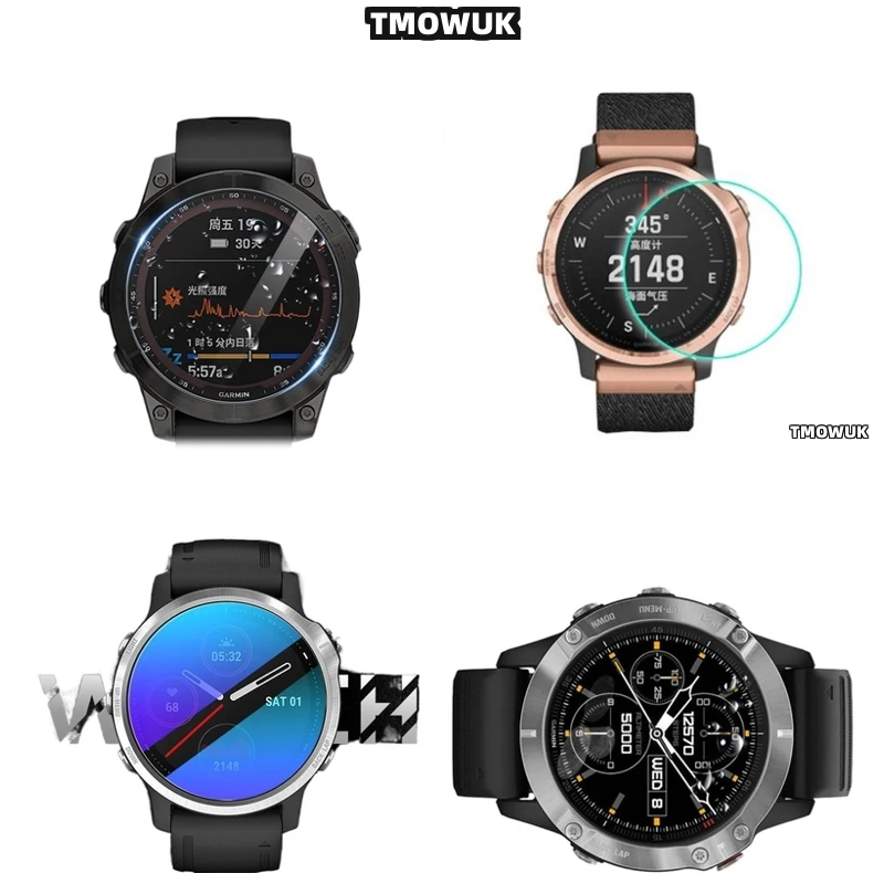 

For Garmin Fenix 6 6S 6X Pro Silver Tempered Glass Screen Protector Smart Watch HD Anti-Scratch 9H Hardness Durable Clear Film S