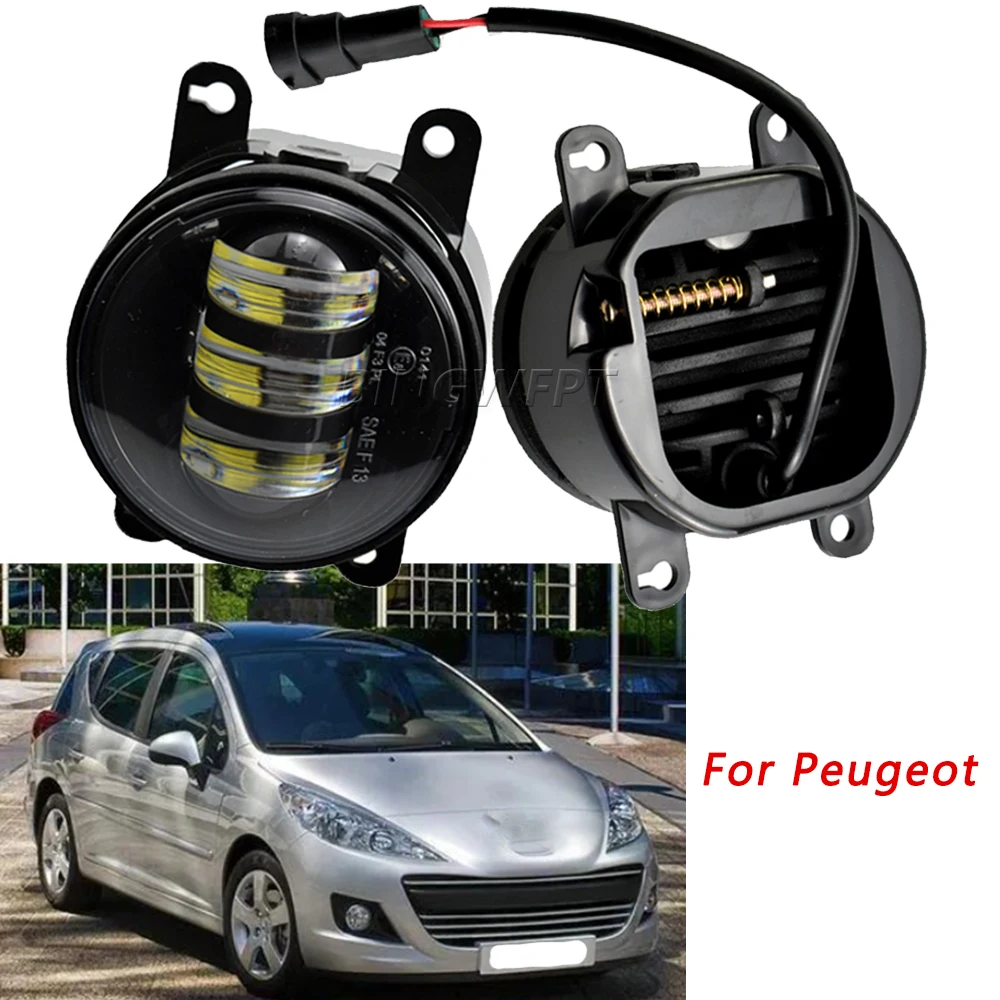 2 шт. светодиодных противотуманных фар для Peugeot 207 SW Estate WK_ 2007 2008 2009 2010 2011 2012, дневные ходовые огни, автомобильные аксессуары