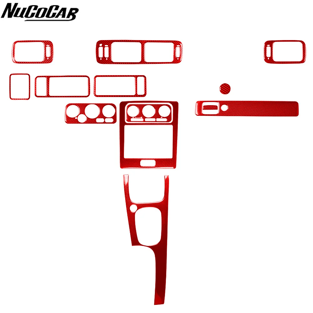 For Volvo S70 V70 1997-2000 Red Carbon Fiber Central Radio AC/CD Shift Storage Door Panel Car Accessories Decorative Stickers